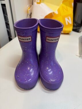 Hunter Purple Glitter Kids Rain Boots
